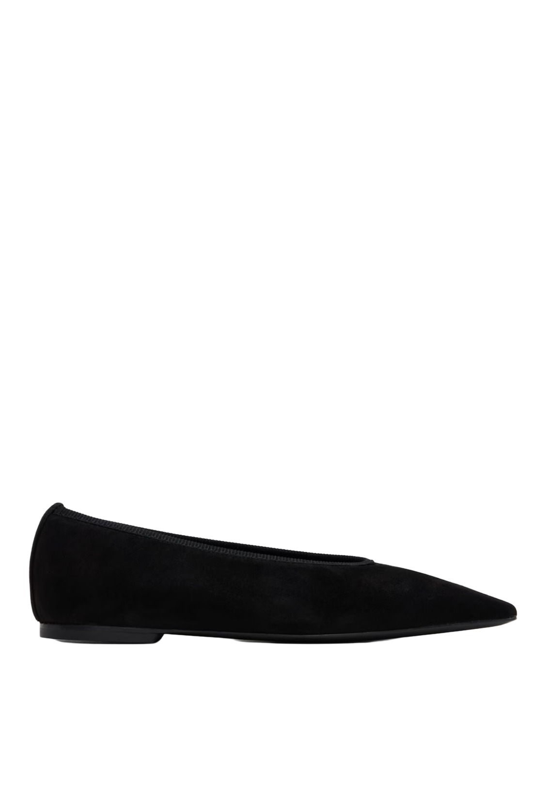 Toteme , Black Minimalist Suede Ballerina Flats