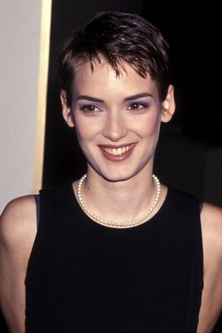 Actress Winona Ryder - with a pixie cut - attends the 51st Annual Golden Globe Awards on January 22, 1994 at Beverly Hilton Hotel in Beverly Hills, California.