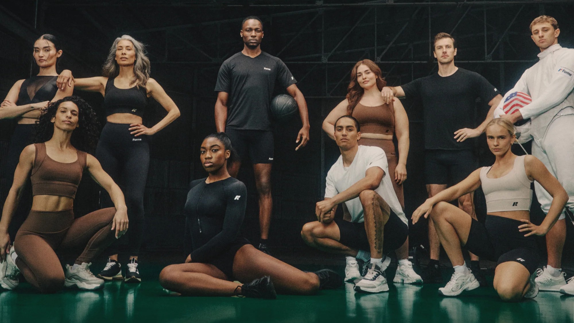 A group of gym-goers wearing Forme sportswear