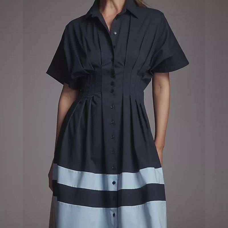 two tone shirt dress