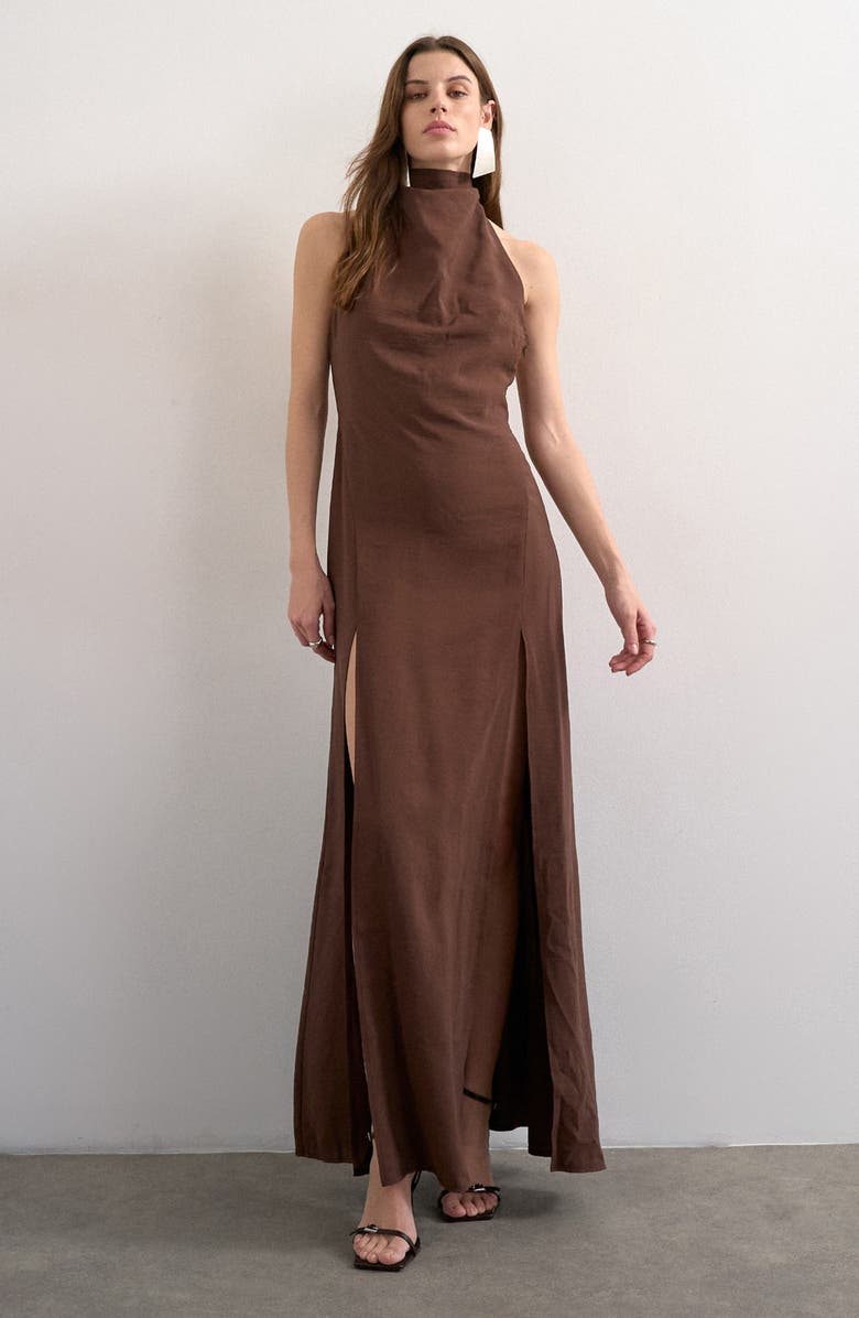 Halter Cowl Maxi Dress