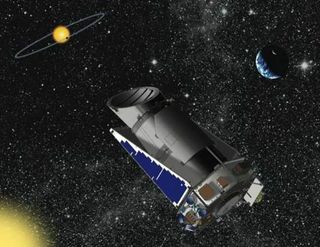 An artist's interpretation of the Kepler observatory in space.