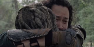 Ezekiel and Jerry hugging in The Walking Dead.