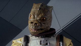 Reptilian Bossk looking intimidating in Star Wars: The Empire Strikes Back
