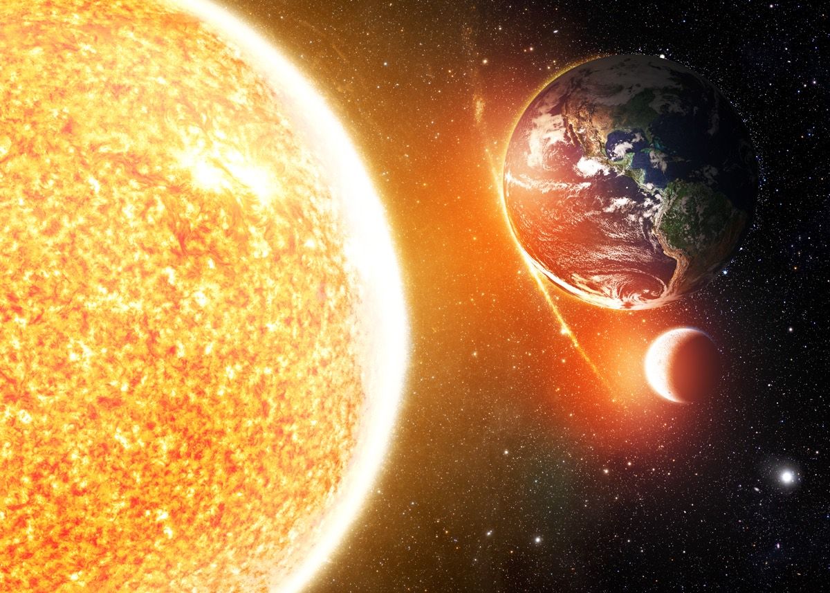 The sun and the earth