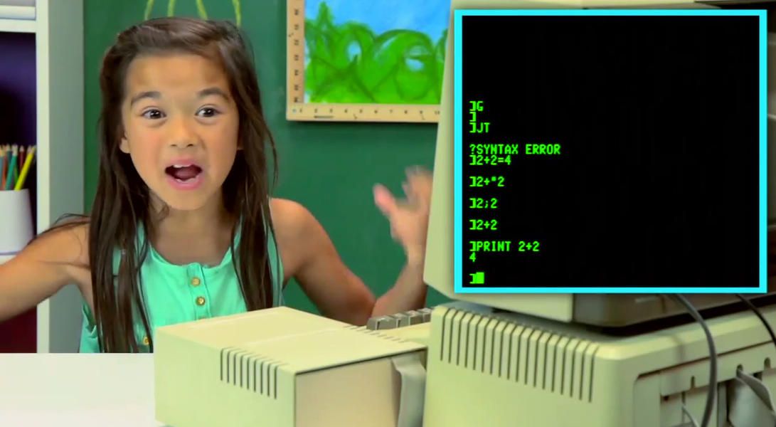 Watch baffled grade schoolers confront an old Apple II computer