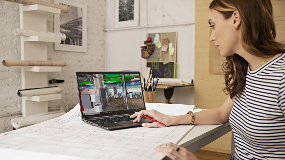 Woman using a laptop