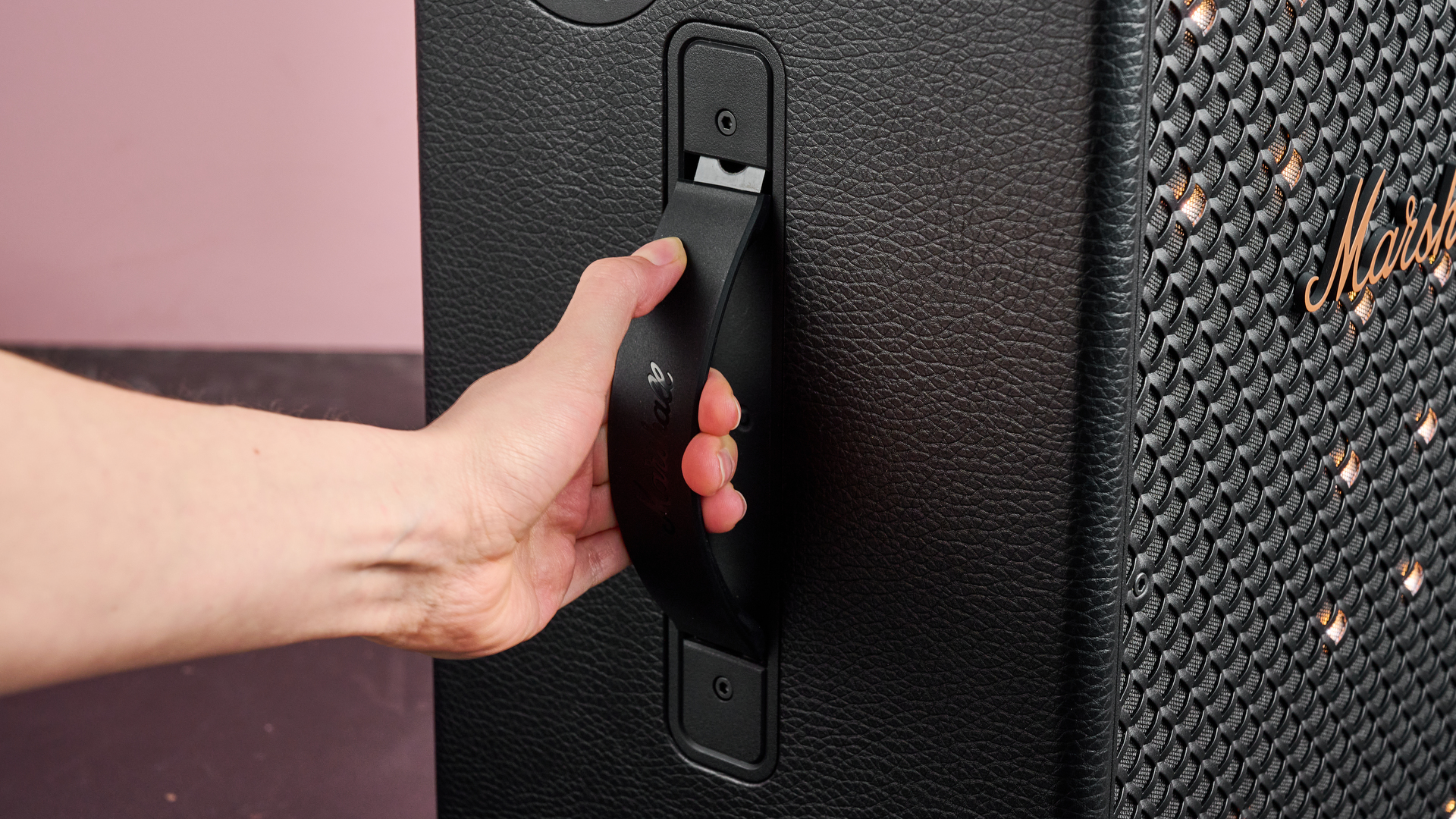 Person holding handle on the Marshall Bromley 450