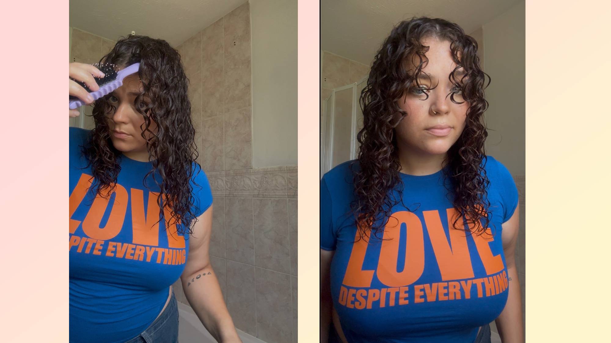 Styling curly hair with a defining brush