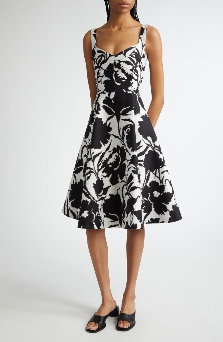 Abstract Floral Print Dance Bustier Dress