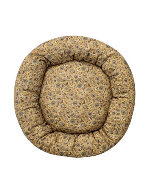 Cream Floral Printed Cotton Pet Bed