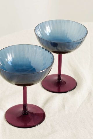 Set of Two Murano Glass Champagne Coupes