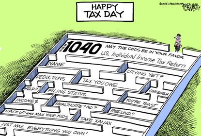 Editorial cartoon U.S. tax day