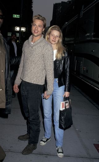 Brad Pitt and Gwyneth Paltrow at the set of "The Devil's Own"