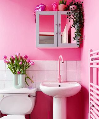 Bright pink bathroom