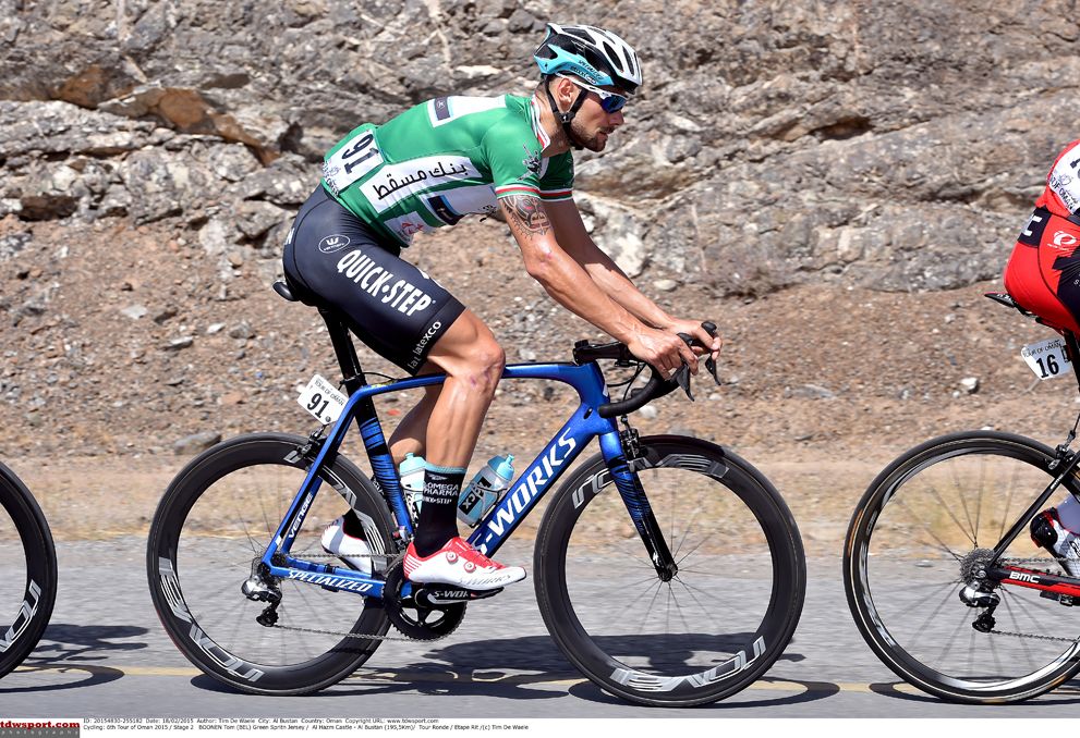 Tom Boonen (Etixx-Quickstep) in green at the Tour of Oman