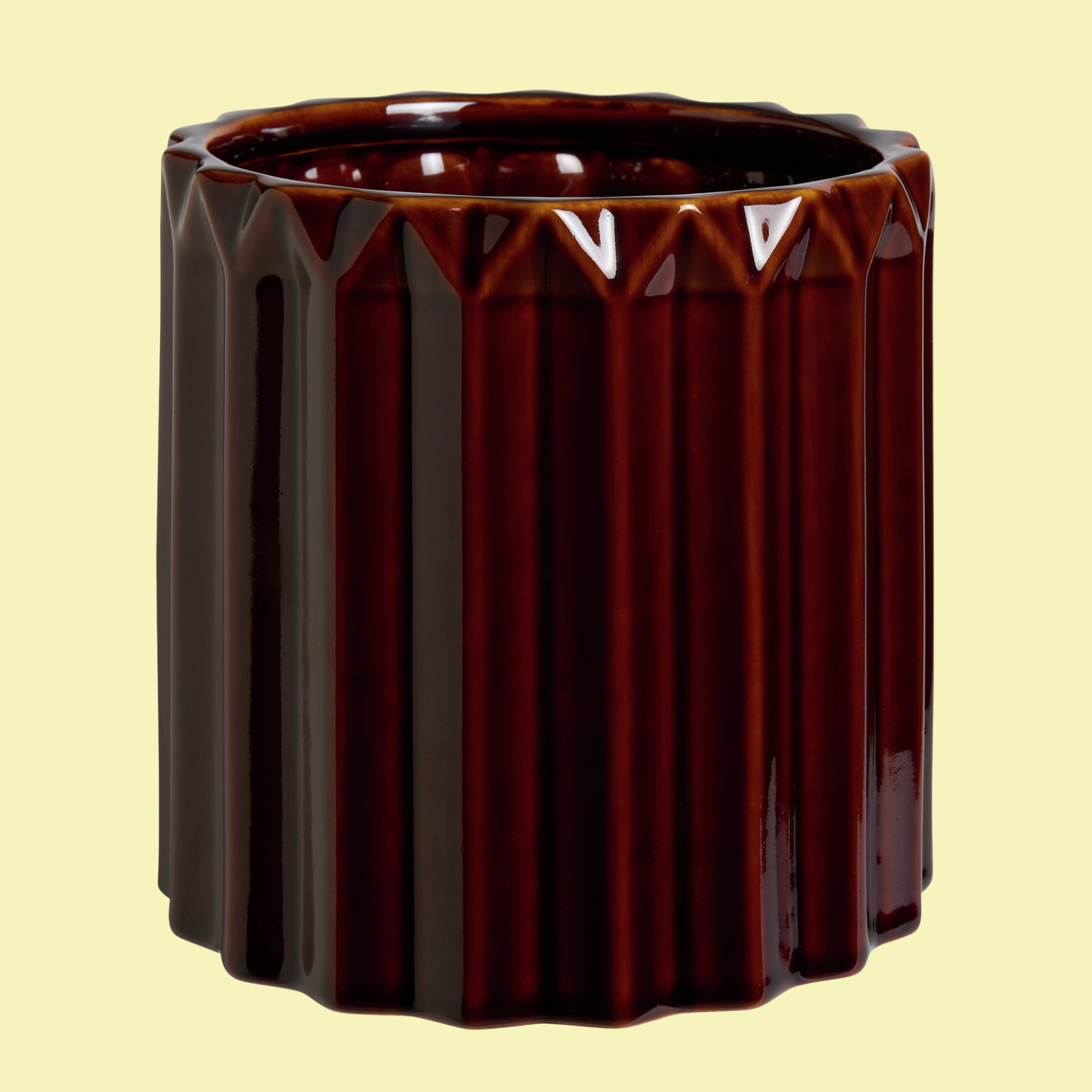 A ridged bronze glaze pot