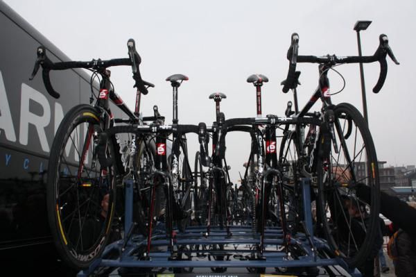 Garmin's Cervelo bikes on parade