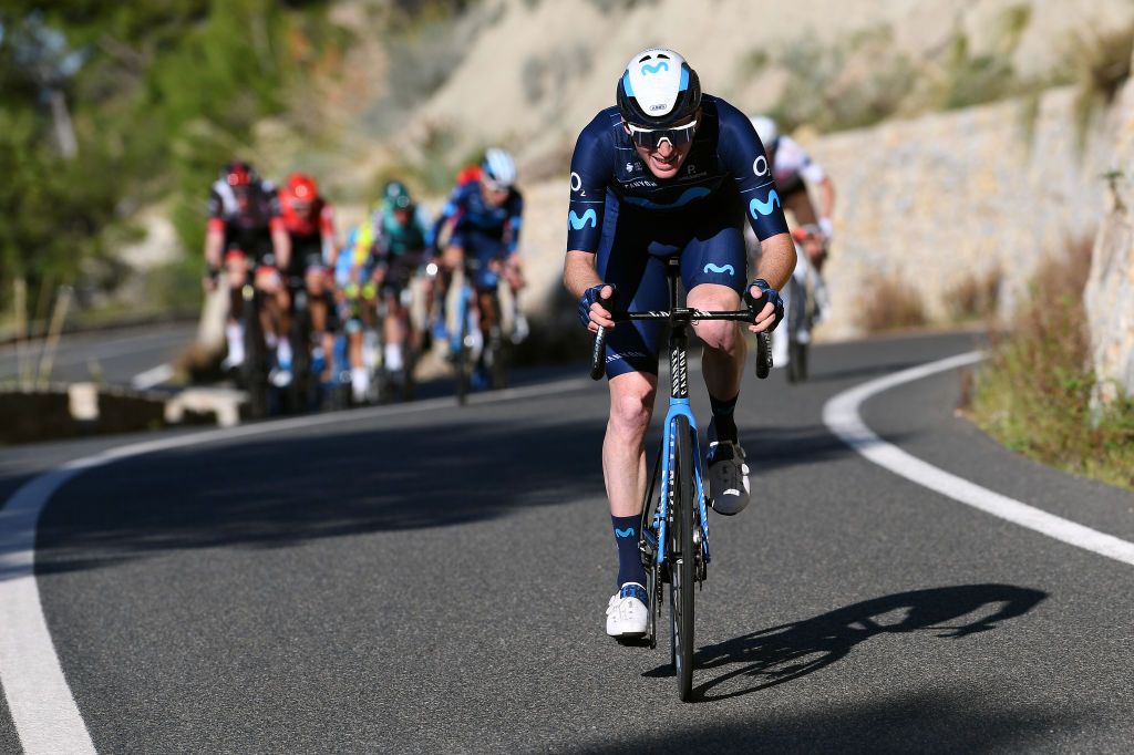 Matteo Jorgenson (Movistar) tries an attack
