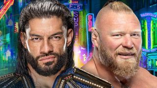 (L to R) Roman Reigns and Brock Lesnar will face-off in a Last Man Standing match that headlines the WWE SummerSlam 2022 live stream