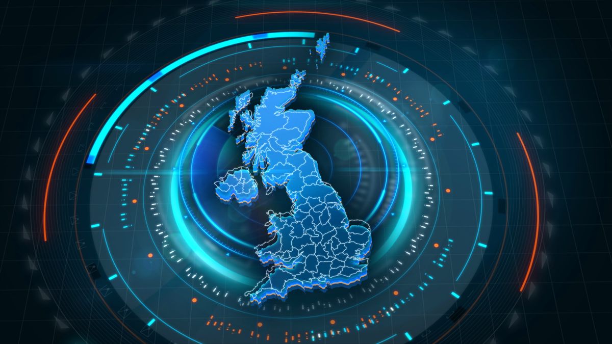 Digital map of the UK and Northern Ireland