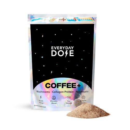 Everyday Dose Premium Adaptogenic Mushroom Coffee With Grass-Fed Collagen, Chaga, Lions Mane & L-Theanine for Better Focus, Energy, Digestion, Skin, and Immunity 30 Servings