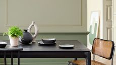 Dining room in green and beige shades by LIttle Greene
