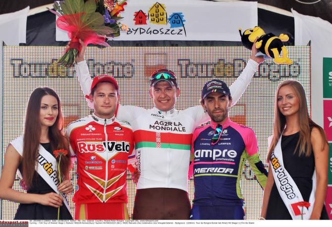 The top three from stage 1 on the podium