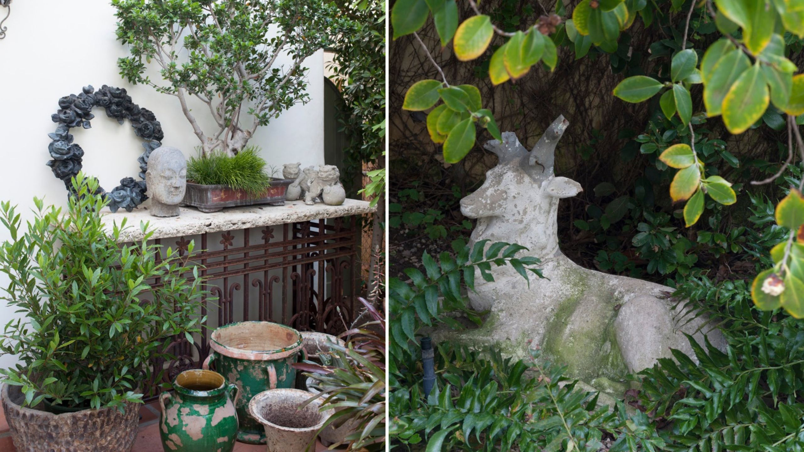 Stephen Block's garden with antiques