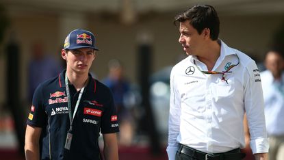 Red Bull driver Max Verstappen and Mercedes team principal Toto Wolff