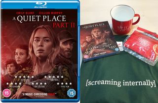 The cover of the A Quiet Place Part II Blu-ray, and a prize bundle.