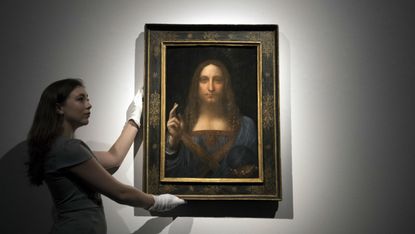Salvator Mundi on display before auction in New York