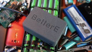A gray box labelled with the text "BetterE" connected to cables on opposite ends