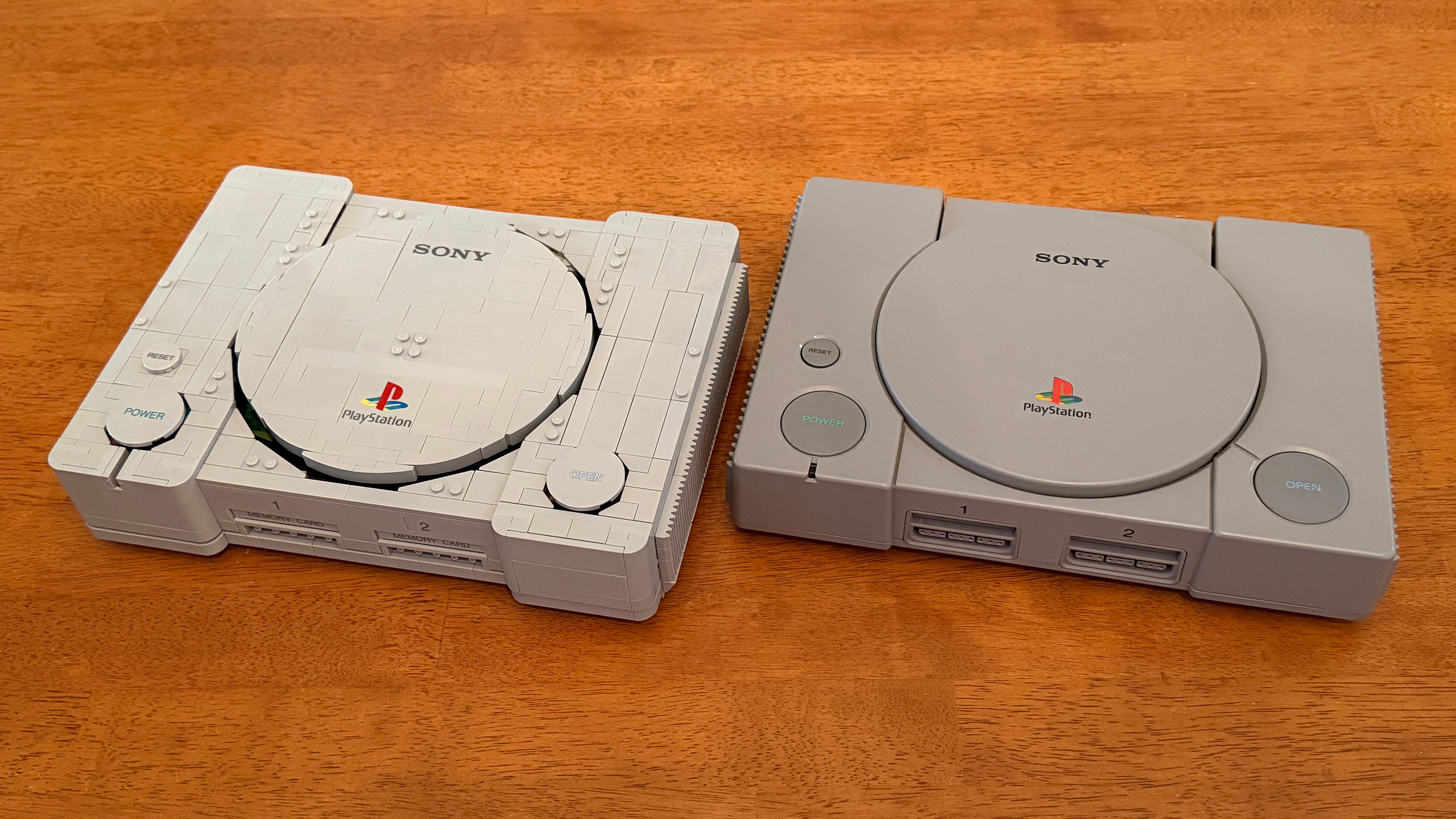 The Lego PlayStation #72306 compared to an original PlayStation console