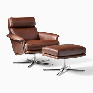 Kristoff Leather Swivel Chair & Ottoman Set