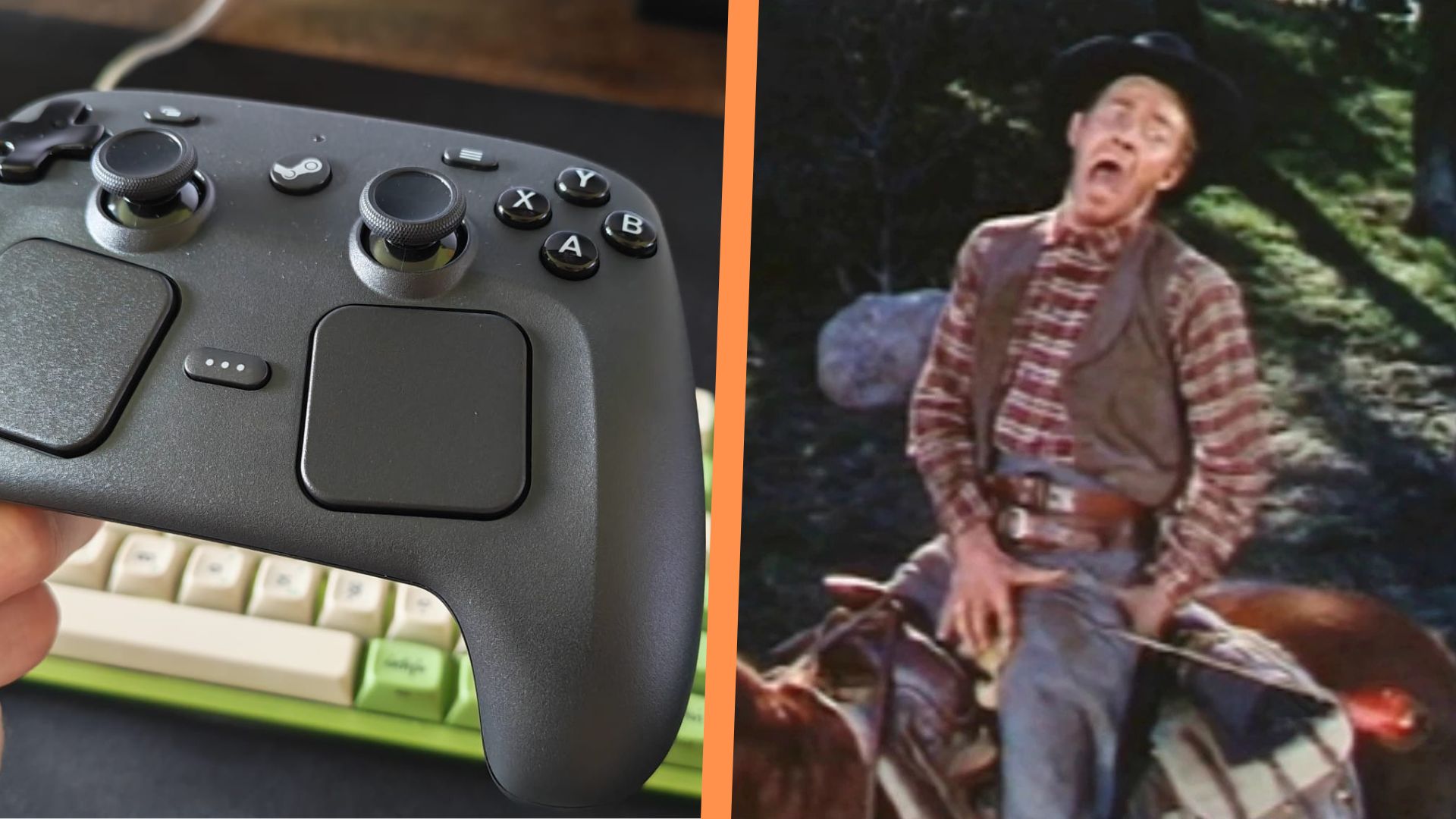 A side-by-side of the original Wilhelm Scream next to a Steam Controller