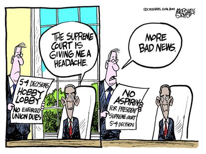 Political cartoon Hobby Lobby SCOTUS Obama