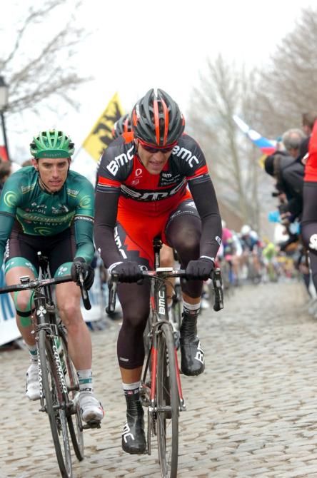 Greg Van Avermaet (BMC) ascends the Old Kwaremont