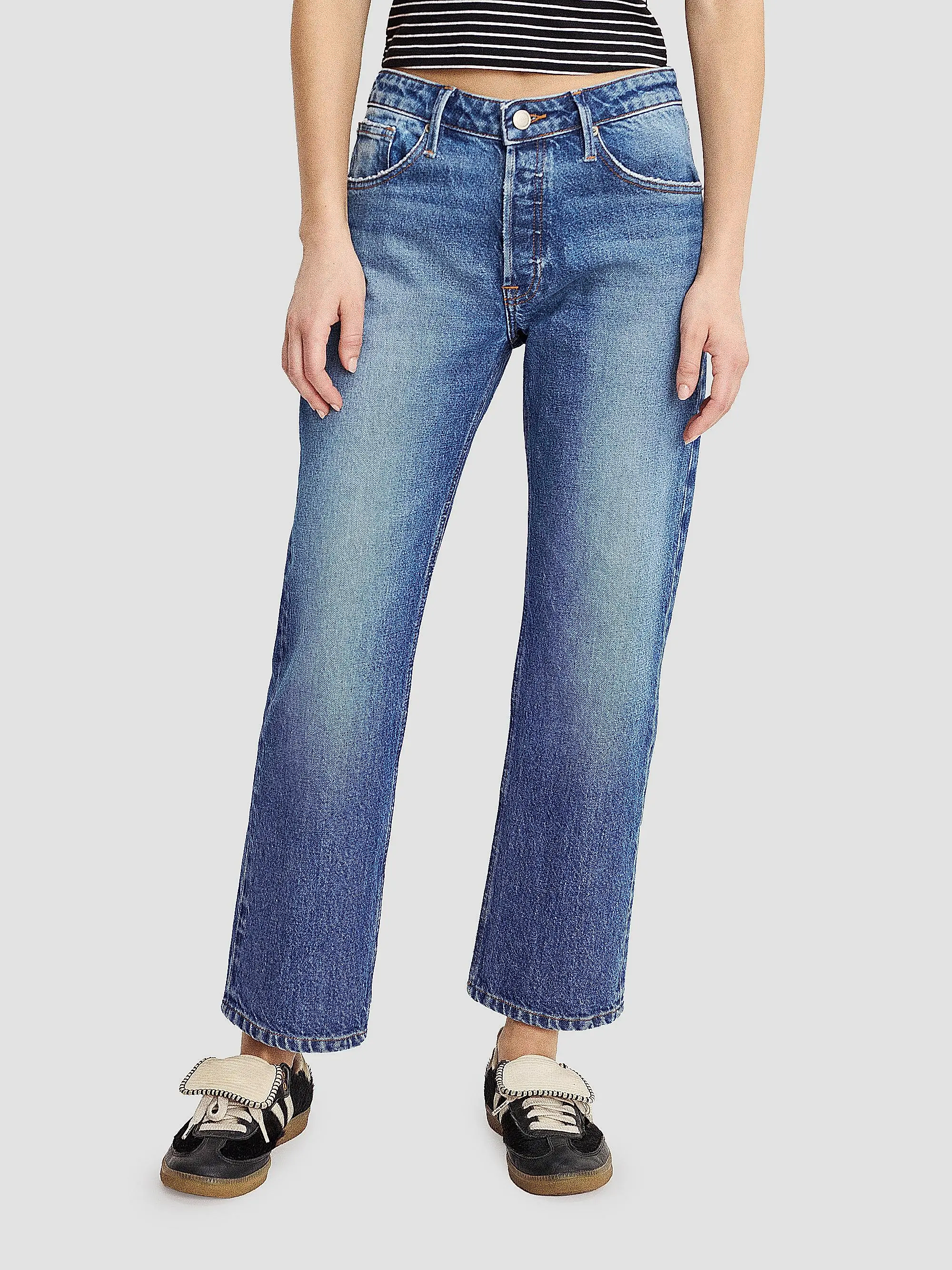 Straight-Leg Ankle-Length Jeans