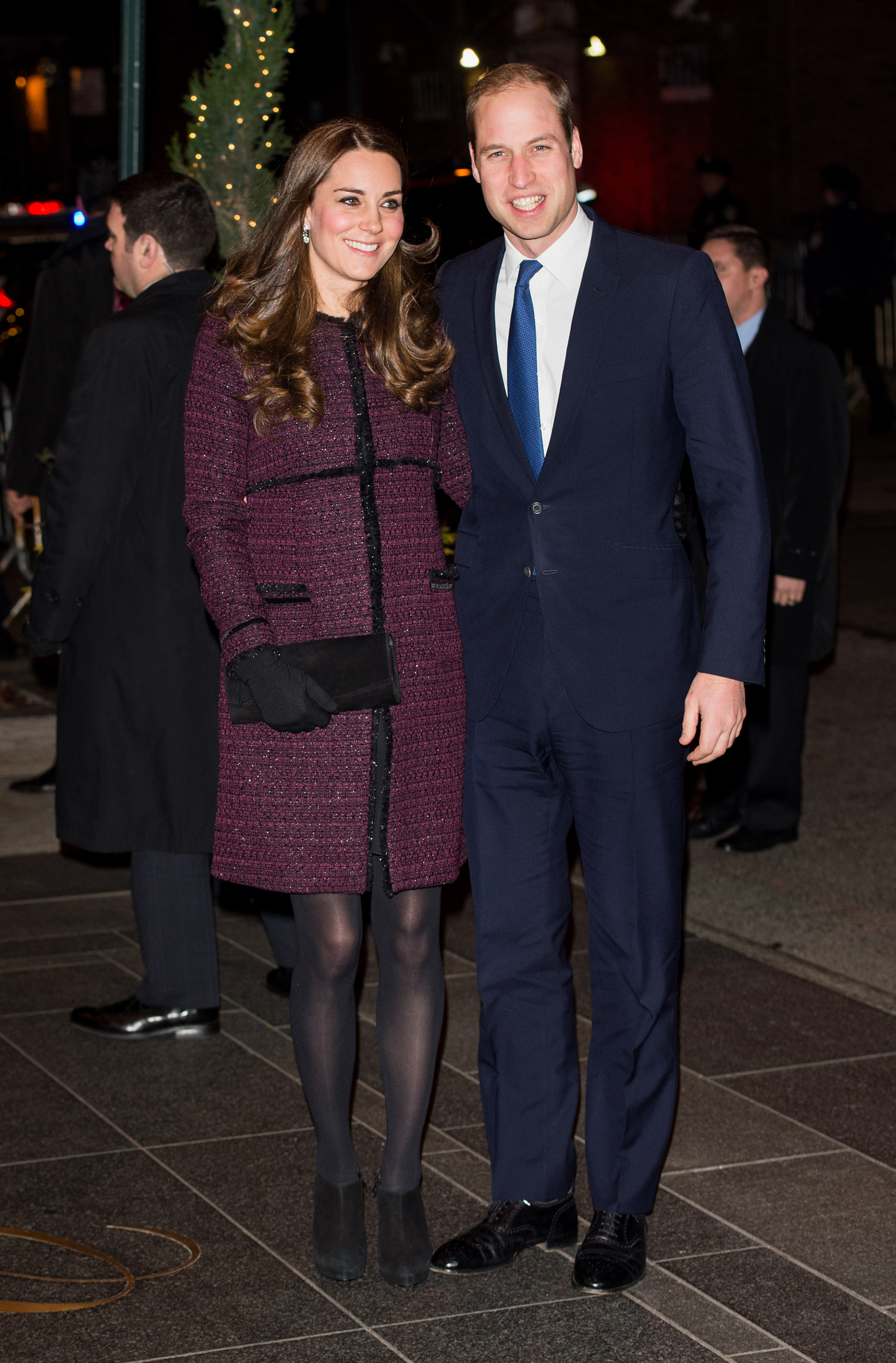 NEW YORK, NY - DECEMBER 07: (NO UK SALES FOR 28 DAYS) Prince William, Duke of Cambridge and Catherine, Duchess of Cambridge arrive at The Carlyle Hotel, where they will be staying during their official two-day visit to the United States, on December 7, 2014 in New York City. (Photo by Samir Hussein/Pool/WireImage)