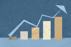 A graphic with bars going upwards, indicating growth.