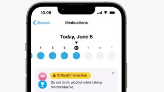 iOS 16 Medications drug interactions