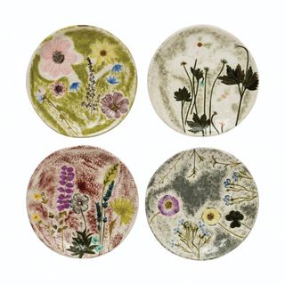 Assorted floral design stoneware plates