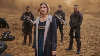 Doctor Who: Flux episode 3 - the Doctor, Dan, Yaz and Vinder ready for the siege of Atropos