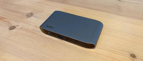 Belkin Connect Thunderbolt 4 Docking Station on a wooden surface