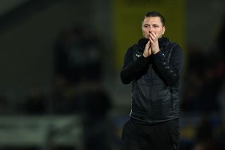 Mark Bonner the manager / head coach of Cambridge United during the Sky Bet League One between Burton Albion and Cambridge United at Pirelli Stadium on May 3, 2023 in Burton-upon-Trent, United Kingdom. (Photo by James Williamson - AMA/Getty Images)