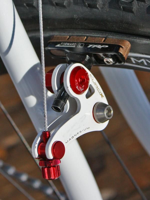 Kabush uses TRP's carbon-specific pad on his Reynolds rims.