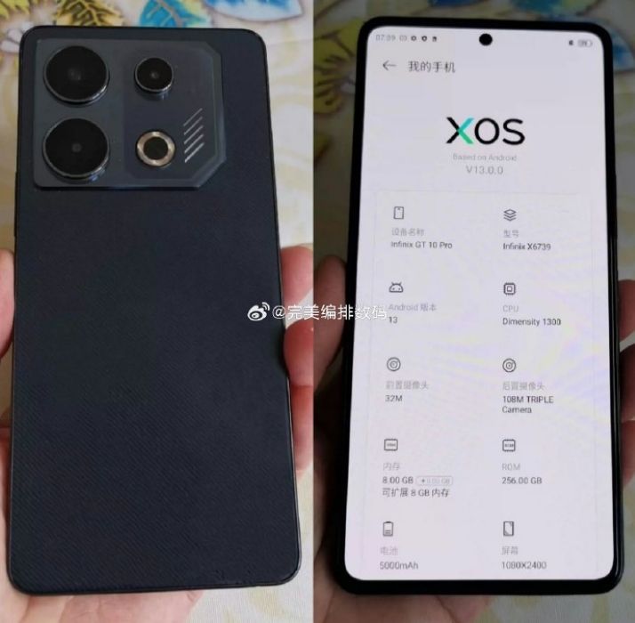 Leaked image of the Infinix GT 10 Pro specs