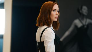 Emily Charlton (Emily Blunt) looks surprised in The Devil Wears Prada 2.