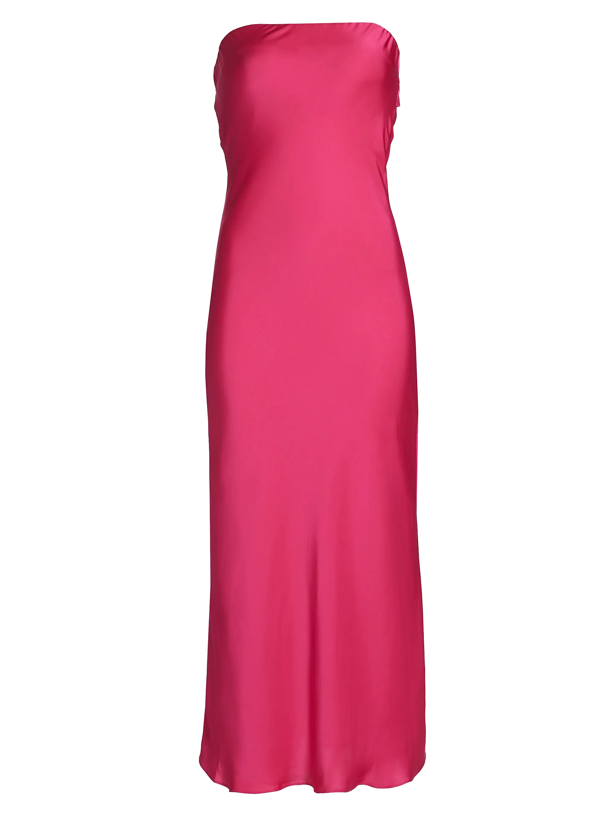 Shauna Satin Strapless Open Back Midi-Dress